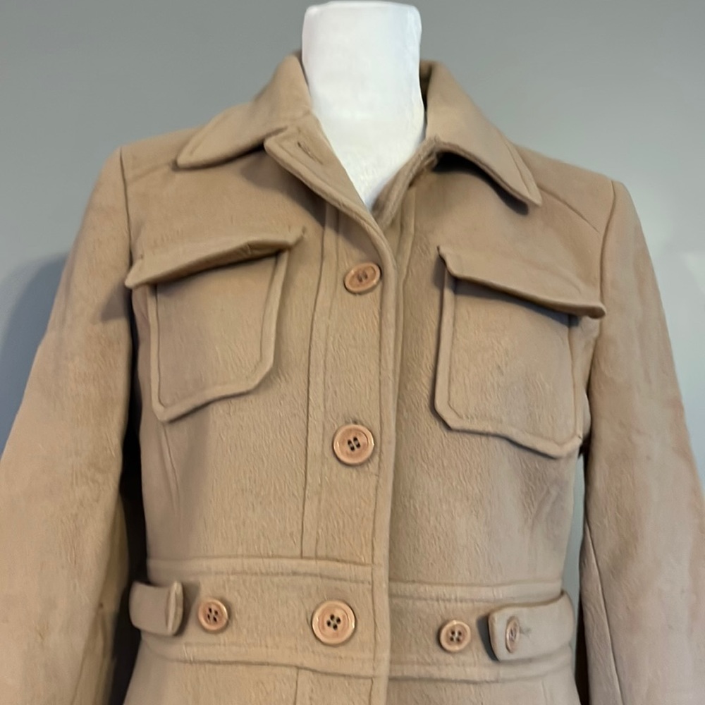 Kenneth Cole Reaction Tan Wool Coat Size 2 - Picture 2 of 10